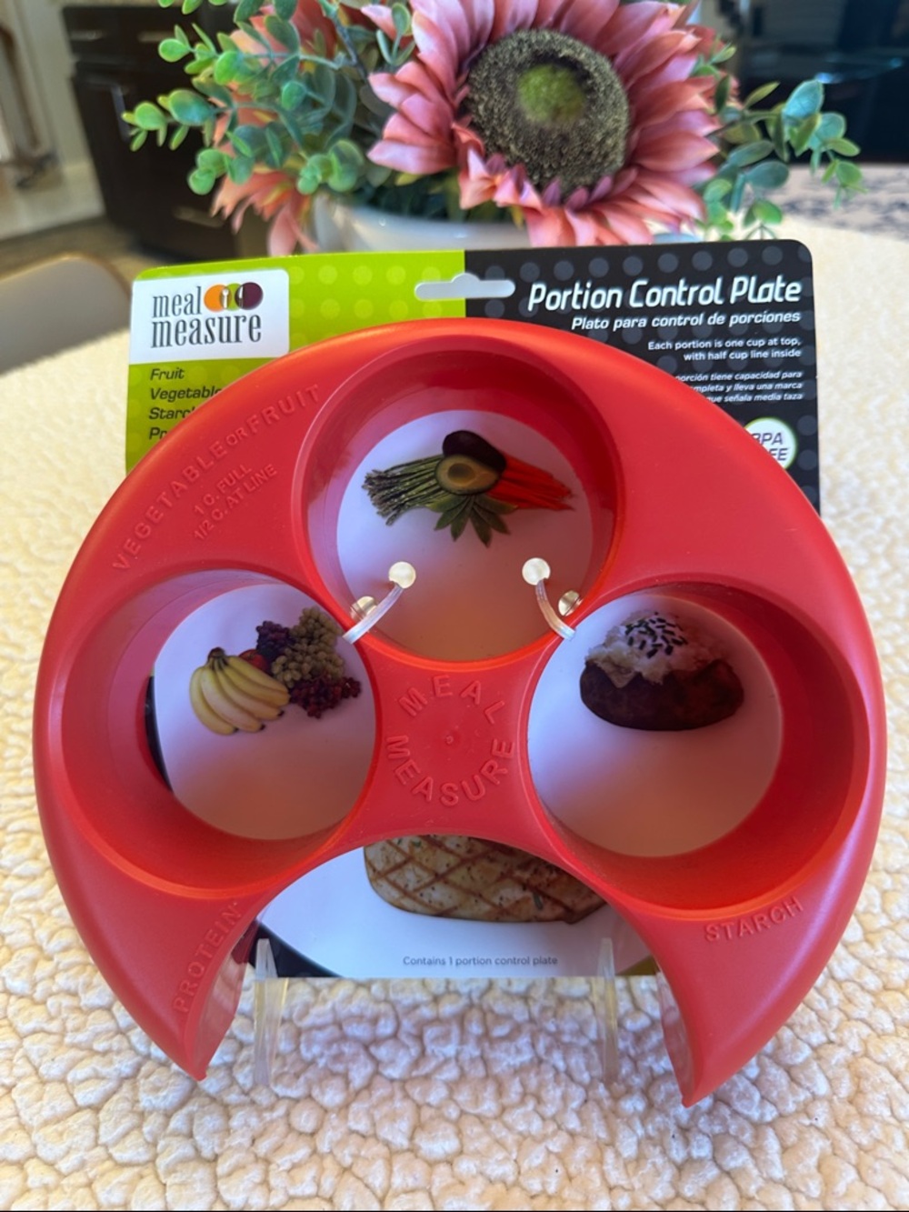 🌺 NWT Meal Measures Red Portion Control Plate